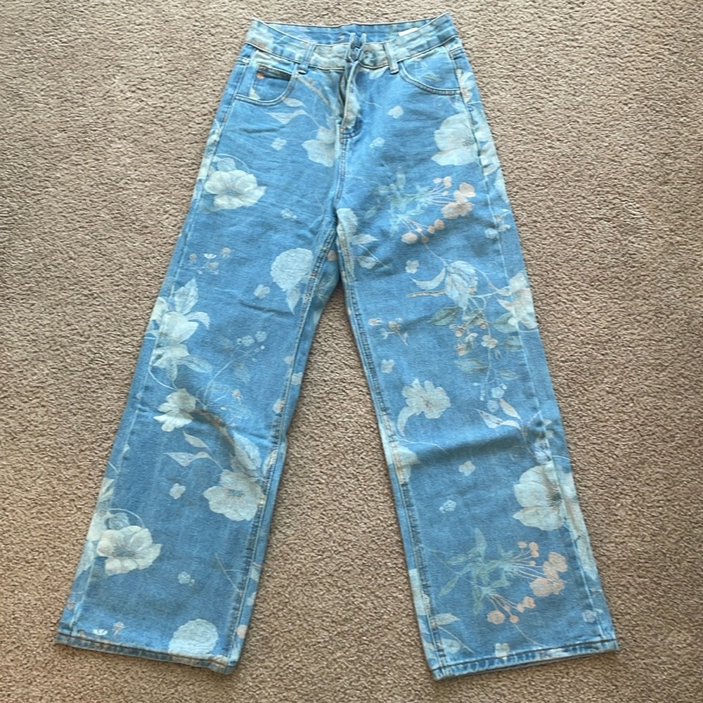 Floral Wide Leg Jeans